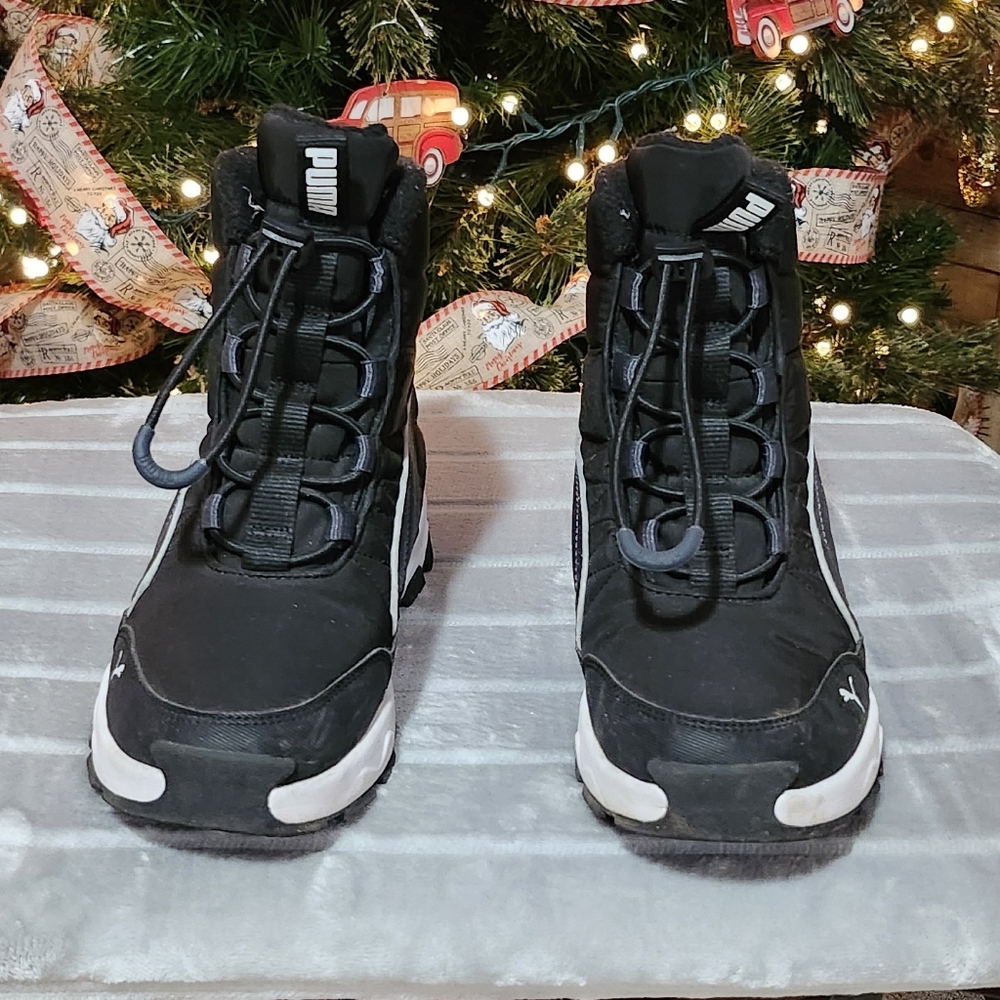 Puma Kids Black and White High-Top Sneakers